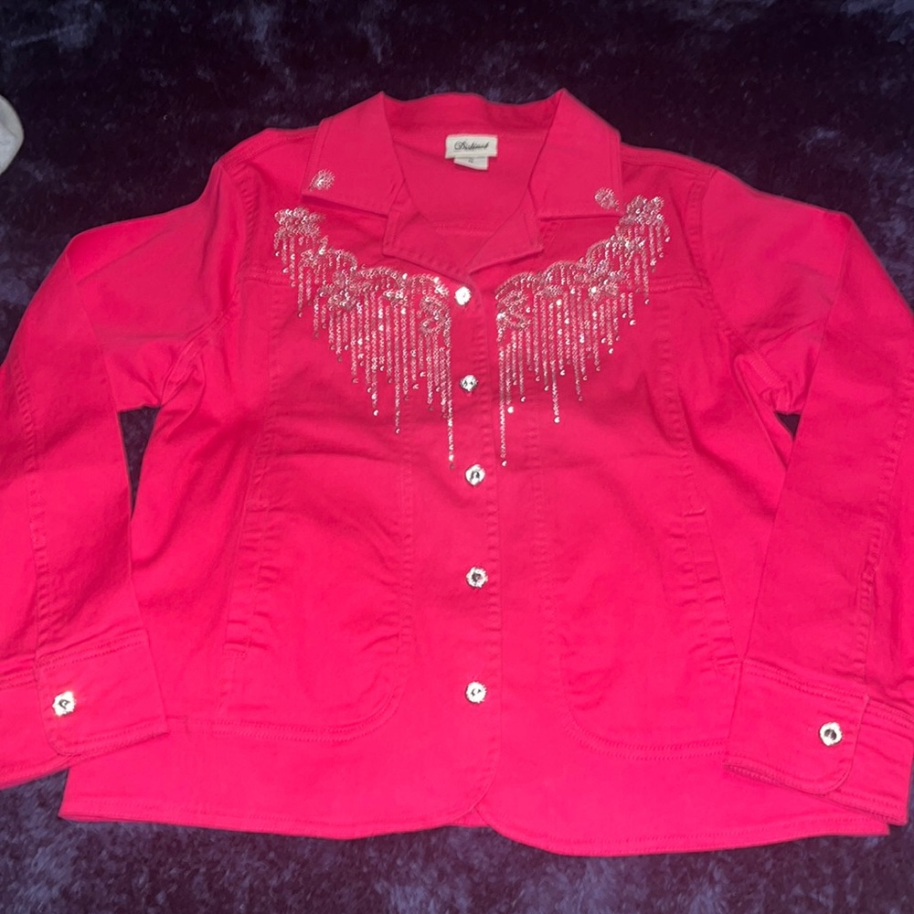DISTINCT Hot Pink Rhinestone Jacket M